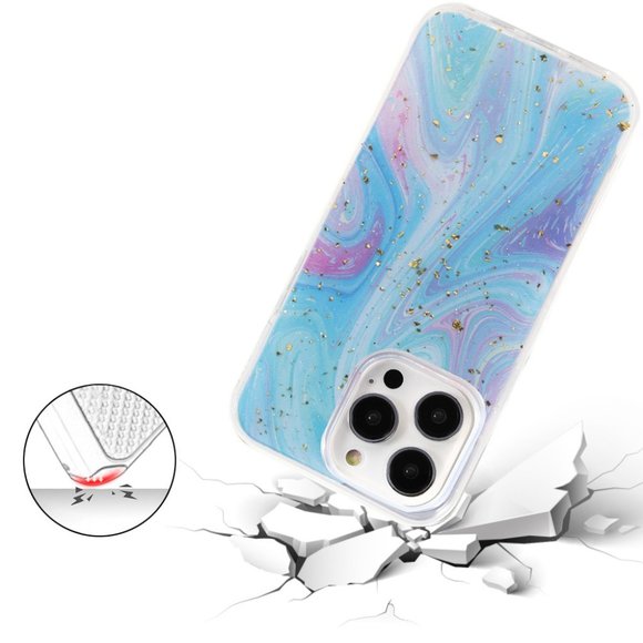 Cotton Candy Blue Swirl Sparkle Case for iPhone 14 Pro Max - Picture 3 of 6